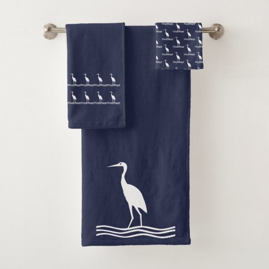 Kran-Heron Ocean Blue & White Handtuch Set (Insitu)