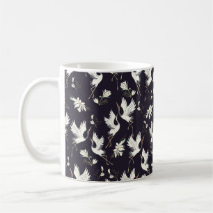 Kran, Muster, Vintage Abbildung eines fliegenden V Kaffeetasse