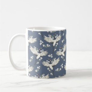 Kran, Muster, Vintage Abbildung eines fliegenden V Kaffeetasse