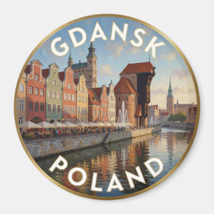 Kran von Danzig Motlawa-Fluss Historische Ansicht Magnet
