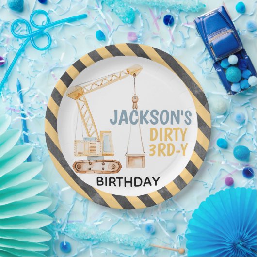 Kranbau Dirty 3rdy Birthday Plate Pappteller (Party)