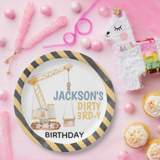 Kranbau Dirty 3rdy Birthday Plate Pappteller (Party)