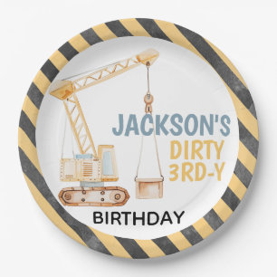Kranbau Dirty 3rdy Birthday Plate Pappteller