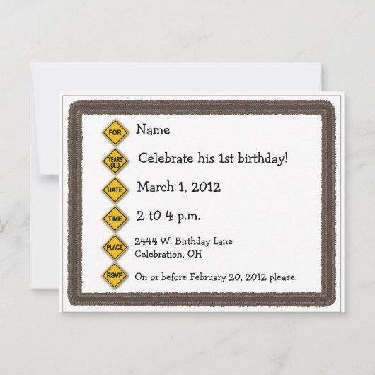 Kranbau Kids Party Einladung (Rückseite)