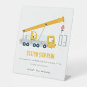 Kranbaufahrzeug Geburtstagspartei Sockelschild (Vorderseite)