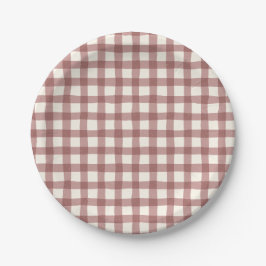 Kranbeer-Gingham-Rot-Maroon Pappteller