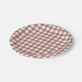 Kranbeer-Gingham-Rot-Maroon Pappteller (Schrägansicht)