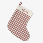 Kranbeere Gingham Rot Marone Großer Weihnachtsstrumpf (Vorderansicht (hängend))