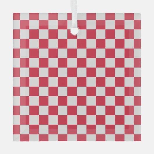 Kranbeeren-Fizz-Schachbrettmuster Ornament Aus Glas (Vorderseite)
