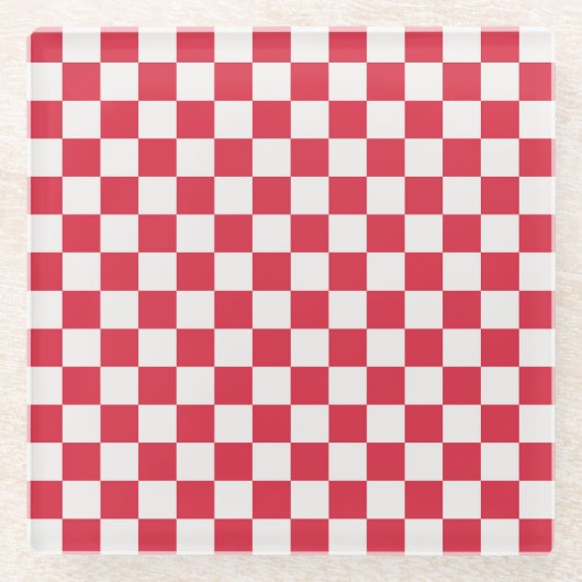 Kranbeeren-Sprudel-Karo-Muster Glasuntersetzer (Vorderseite)