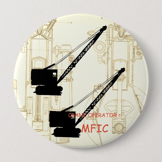 Kranbetreiber = MFIC VINTAGER RAUPEN-KRAN Button (Vorderseite)