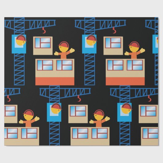 Kranbetreiber und Bauarbeiter Geschenkpapier (Flach)