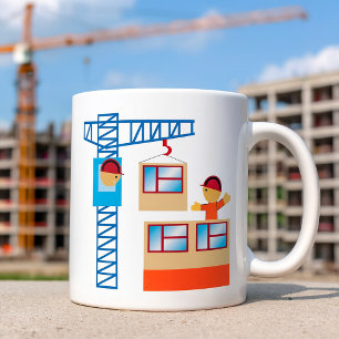 Kranbetreiber und Bauarbeiter Kaffeetasse