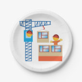 Kranbetreiber und Bauarbeiter Pappteller (Vorderseite)