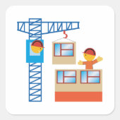 Kranbetreiber und Bauarbeiter Quadratischer Aufkleber (Vorderseite)