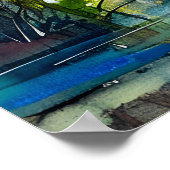 Krane am Fluss Havelland Wasserfarbe Poster (Ecke)