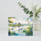 Krane am Fluss Havelland Wasserfarbe Postkarte (Stehend Vorderseite)