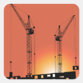 Krane auf einem Gebäude Quadratischer Aufkleber (Vorderseite)