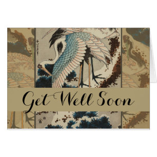 Krane auf einer schneebedeckten Pine Hokusai