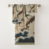 Krane auf einer schneebedeckten Pine Hokusai Badhandtuch Set (Insitu)