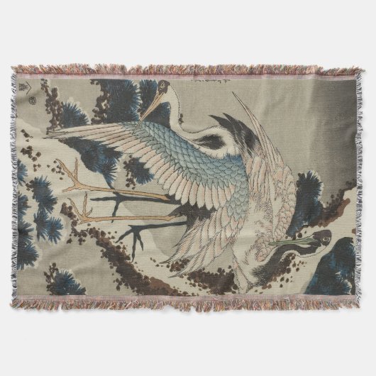 Krane auf einer schneebedeckten Pine Hokusai Decke (Vorderseite)