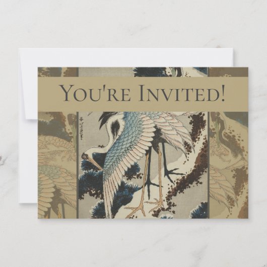 Krane auf einer schneebedeckten Pine Hokusai Einladung (Vorderseite)