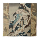 Krane auf einer schneebedeckten Pine Hokusai Fliese (Vorderseite)