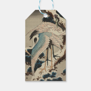 Krane auf einer schneebedeckten Pine Hokusai Geschenkanhänger