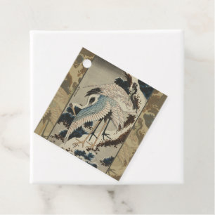 Krane auf einer schneebedeckten Pine Hokusai Geschenkanhänger