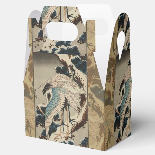 Krane auf einer schneebedeckten Pine Hokusai Geschenkschachtel (Geöffnet)