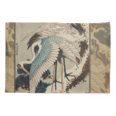 Krane auf einer schneebedeckten Pine Hokusai Kissenbezug (Rückseite)