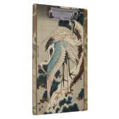 Krane auf einer schneebedeckten Pine Hokusai Klemmbrett (Rechts)