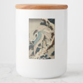 Krane auf einer schneebedeckten Pine Hokusai Lebensmitteletikett (Vorderseite)