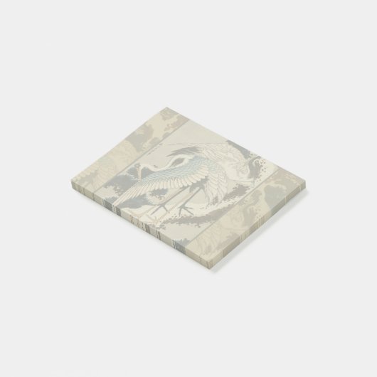Krane auf einer schneebedeckten Pine Hokusai Post-it Klebezettel (angewinkelt)
