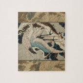 Krane auf einer schneebedeckten Pine Hokusai Puzzle (Vertikal)