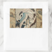 Krane auf einer schneebedeckten Pine Hokusai Rechteckiger Aufkleber (Tasche)