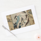 Krane auf einer schneebedeckten Pine Hokusai Rechteckiger Aufkleber (Umschlag)