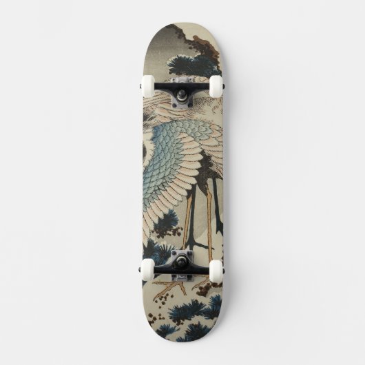 Krane auf einer schneebedeckten Pine Hokusai Skateboard (Vorderseite)