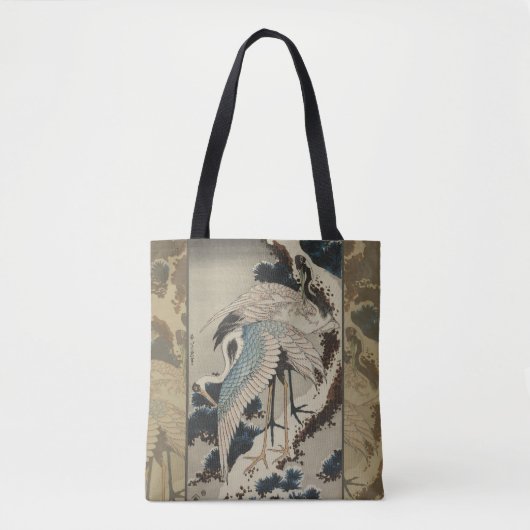 Krane auf einer schneebedeckten Pine Hokusai Tasche (Vorderseite)