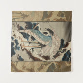 Krane auf einer schneebedeckten Pine Hokusai Wandteppich (Vorderseite (Horizontal))