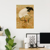 Krane auf Reisfeldern Poster (Heimbüro)