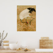 Krane auf Reisfeldern Poster (Küche)