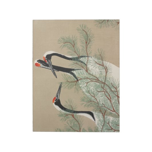 Krane aus japanischem Holzschnitt - Kamisaka Sekka Notizblock (Rotiert)