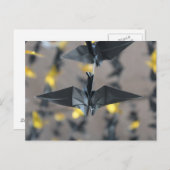 Krane aus Schwarzpapier Postkarte (Vorne/Hinten)