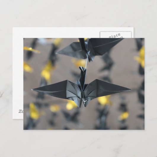 Krane aus Schwarzpapier Postkarte (Vorne/Hinten)