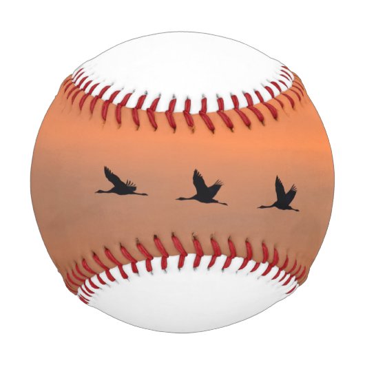Krane bei Sonnenaufgang Baseball (Vorderseite)