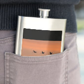 Krane bei Sonnenaufgang Flachmann (Beispiel)