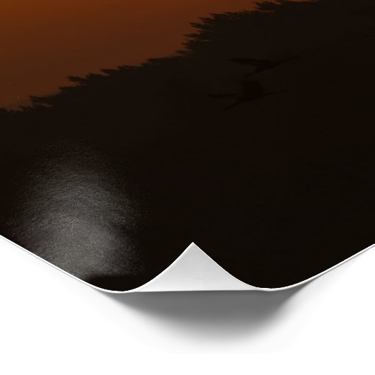 Krane bei Sonnenaufgang Poster (Ecke)