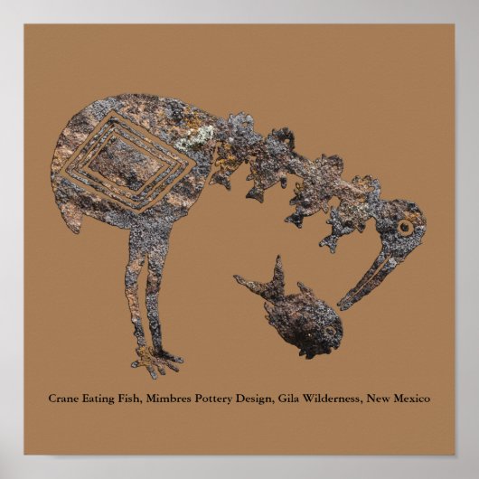 Krane, die Fische essen, Poster für die Keramik vo (Vorne)