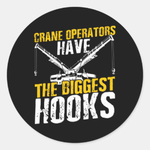 Krane-Flag-Krane-Betreiber mit schwerem Equipment Runder Aufkleber